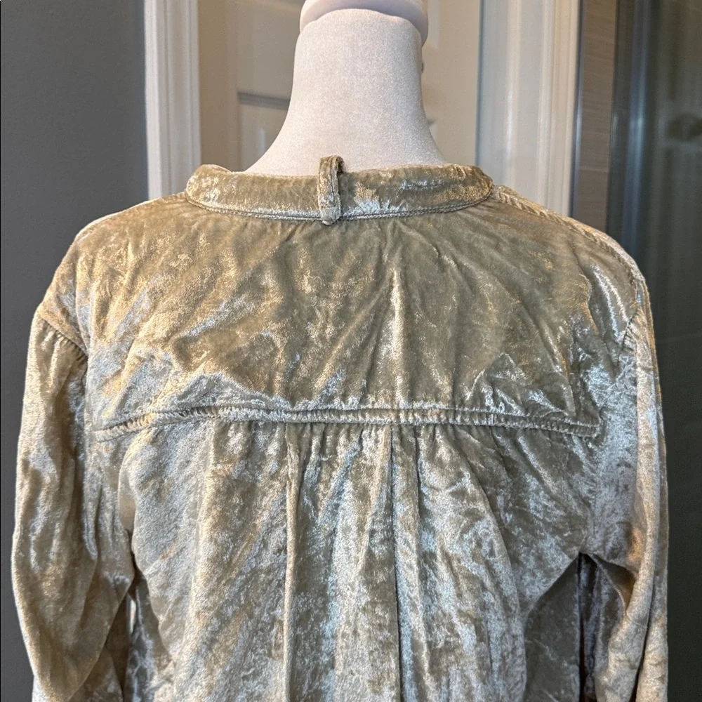 Maeve Anthropologie Boho Crushed Velvet‎ Long Sleeve High Low Tunic Size 4